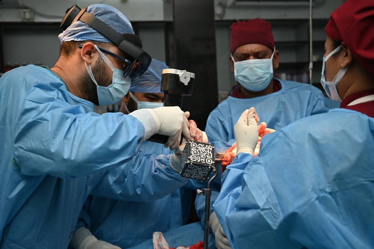 Shah Hospital surgical team in modular operation theatre.